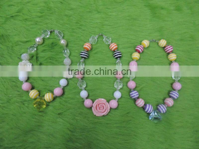 Children Boutique Necklace Flower Pearl Colorful Necklace Baby Girl Party Necklace