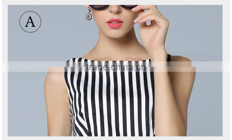 OEM fashion latest women dresses , summer casual new fashion ladies wholesale striped dress