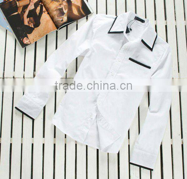 2016 mens new fashion double collar cuff and pocket piping fitted casual shirt
