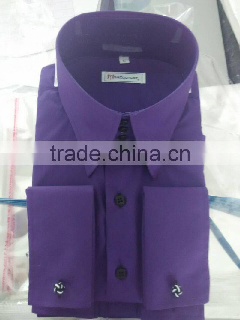 high collar french cuff men shirts
