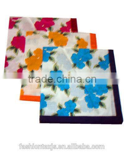 ladies 100% cotton wholesale square print handkerchief