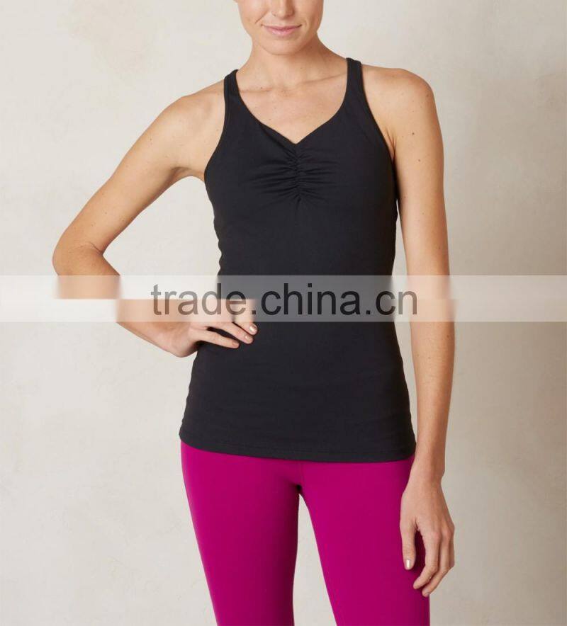 fitness apparels black plain tight fashion running shirts ladies gym vest