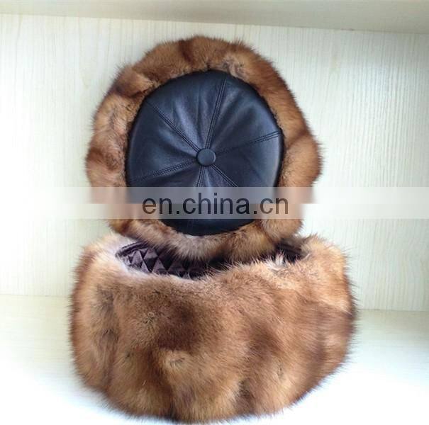 Musquash round fur hat flatcap with Russian style