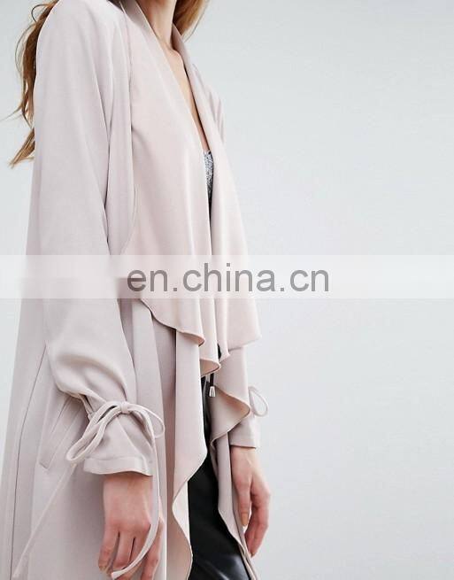 High Quality OEM Service Cheap Price Open Front 00% Polyester Women Dust Coat