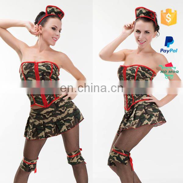 Wholsesale Women Off Shoulder Sexy Camouflage Military Uniform