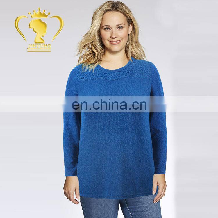 Plus size designs elegant navy lace tops blouses women 2017