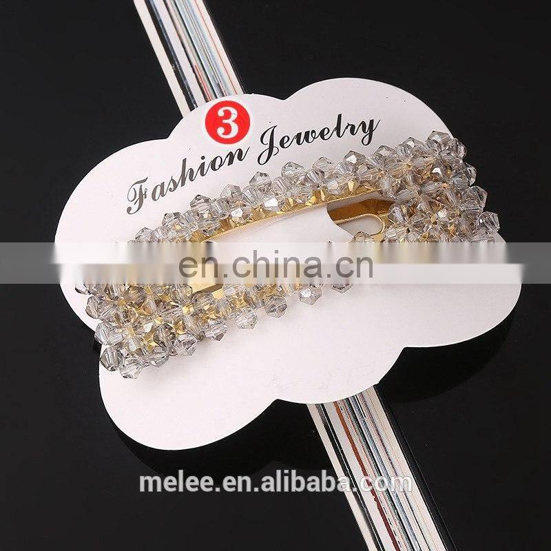 RTS Wholesale Custom Hair Accessories Fashion Girls Flat Hairgrip Hair Pin Crystal Rhinestone Barrette Hair Clips For Women