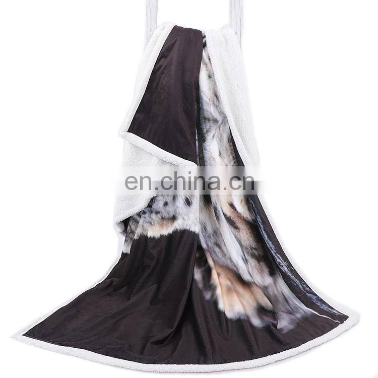 Cheaper Price Custom Tiger Print micro mink sherpa fleece 3d blanket throw