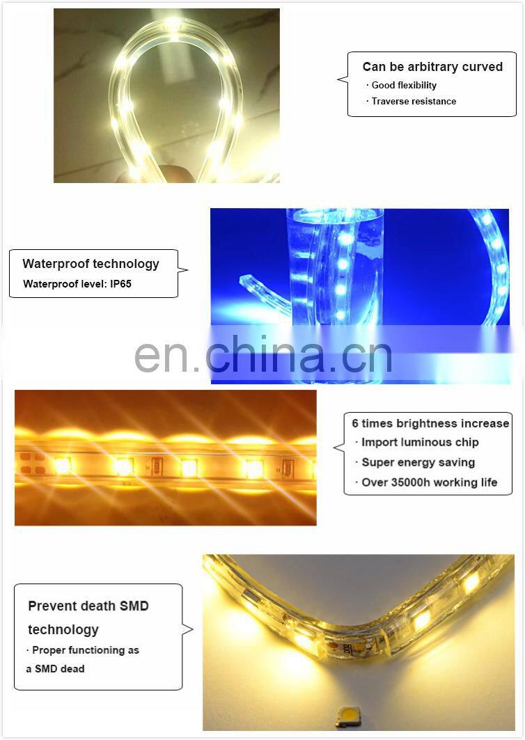 Rubber 100m hydrophilic strip indoor/outdoor led rope light 220v 230v 240v