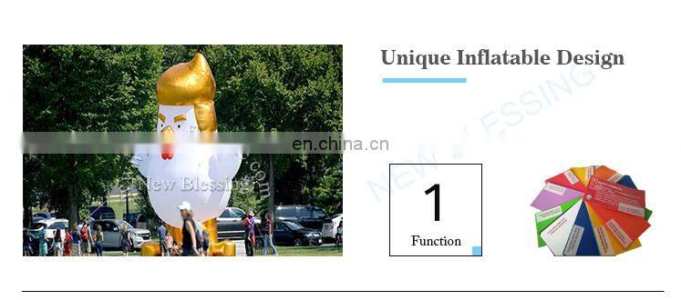 PVC/ Oxford cloth big inflatable chicken with Donald Trump hair for protest NB006-3