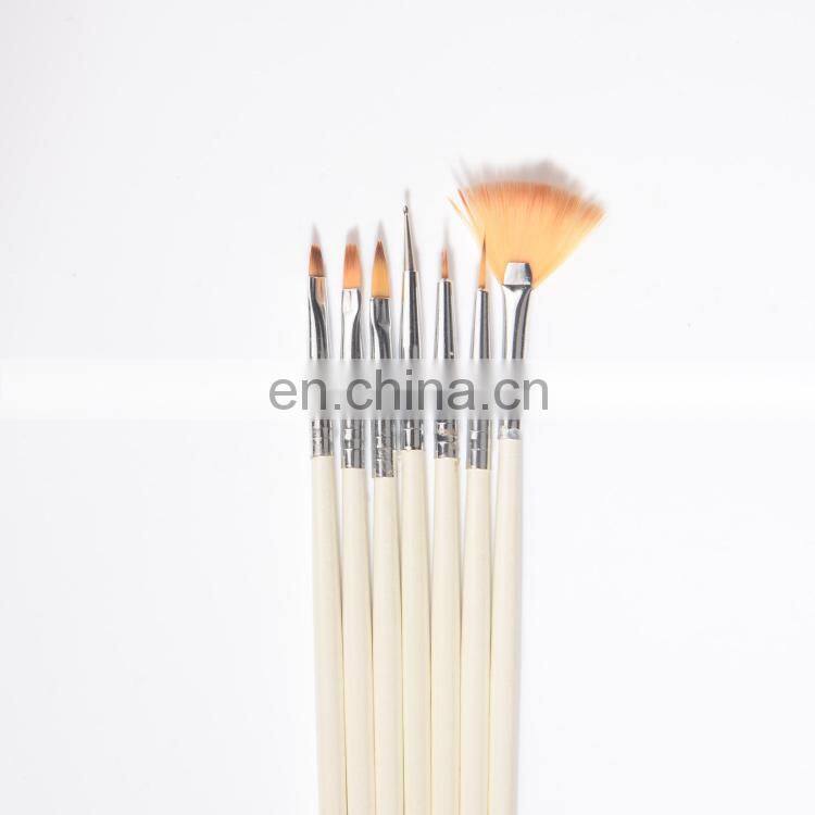Professional White Nylon Hair OEM Cheap Wholesale Acrylic Gel Painting Nail Art Design Brush Pen Set