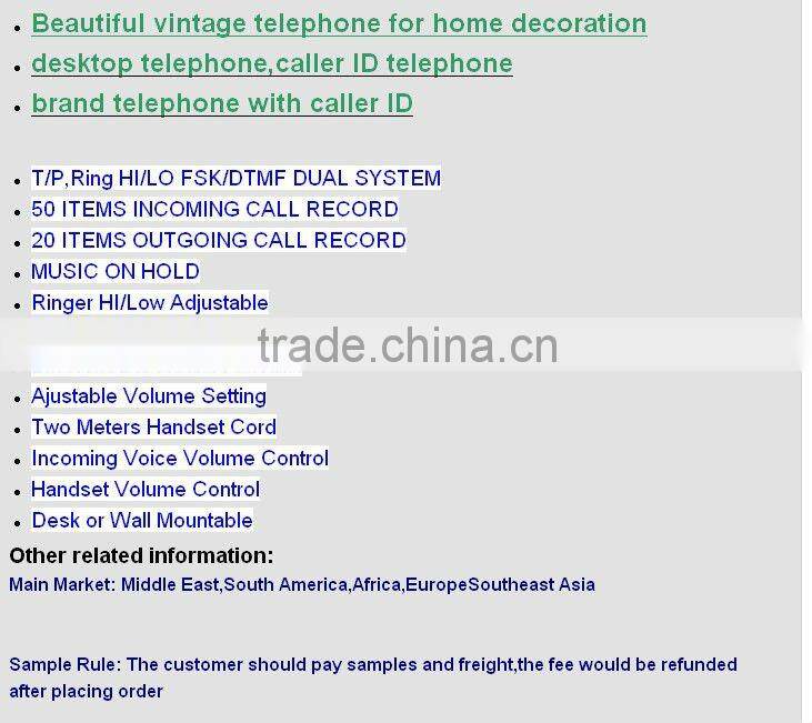 Wooden Antique Telephone, Caller ID Phone