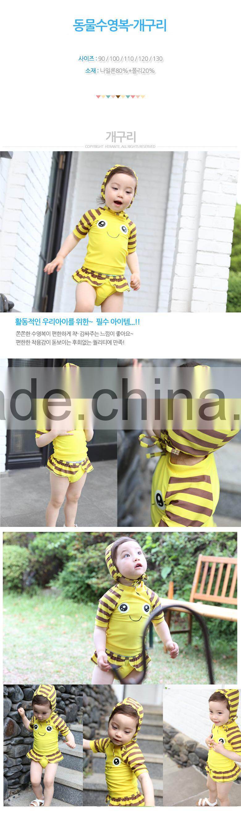 China high quality children swim suit for girls with cap