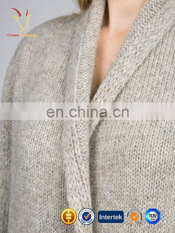 Shawl Collar Lady Cashmere Cardigan Female with Press Button