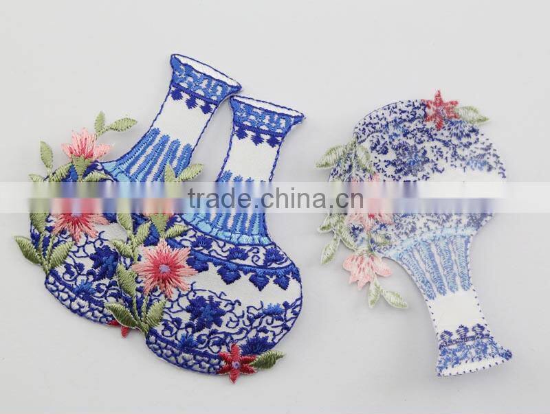 Blue And White Porcelain Embroidery Patch