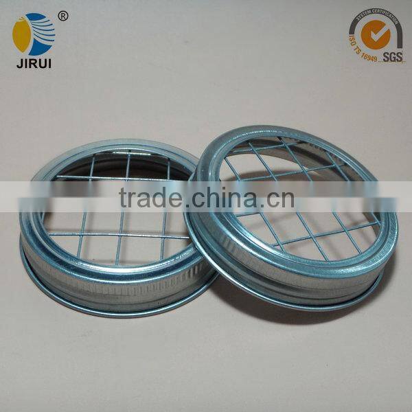 70mm silver metal lug cap with Steel-Wire mesh sieve for manson jar