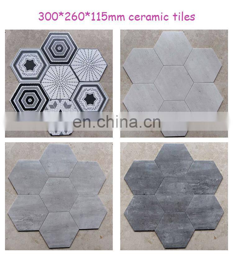 simple Nordic antique hexagon shape 300*260*115 tile art exhibition library floor tiles