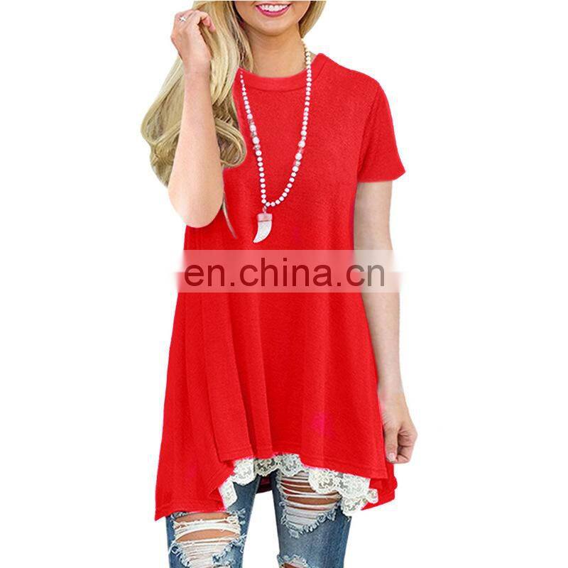 Factory Outlet 2021 Christmas Plus Size Women's Top Stitching New European and American Lace Long Sleeve Fat MM Casual Wear