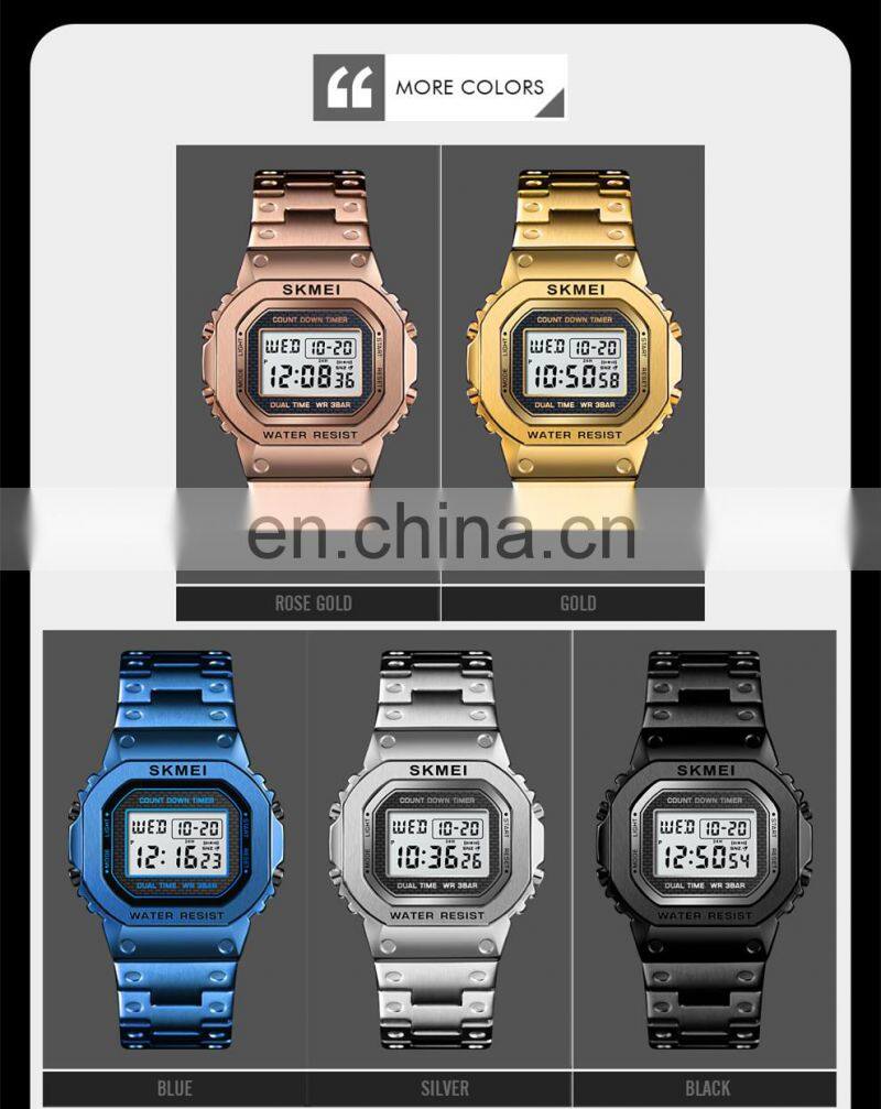 Skmei 1456 stainless steel watch jam tangan pria waterproof wristwatches men