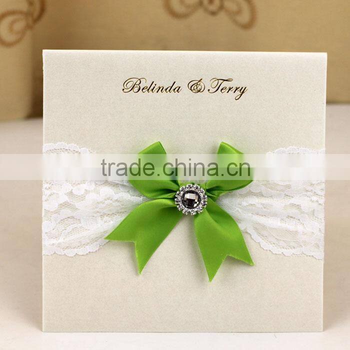 Creative Luxurious Design 2016 Wedding Card Invitations with Ribbon