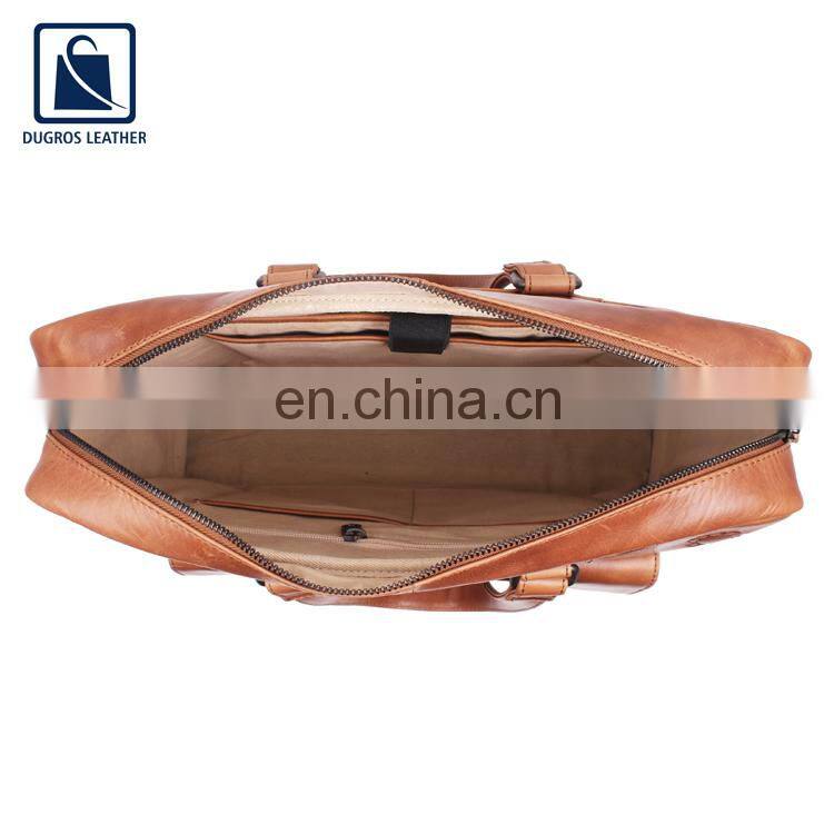 Vintage Style Attractive Pattern Cotton Lining Material Genuine Leather Laptop Bag for Sale