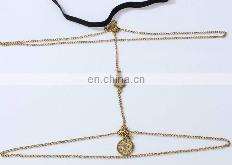 Retro Exaggerated Sexy Street Style Body Chain Tassel Multi-layer Coin Leg Chain for Women Accessories Body Jewelry
