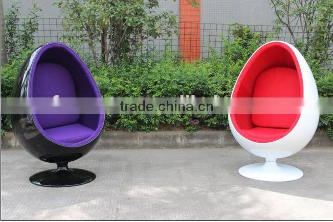 replica fiberglass cashmere Eero Aarnio Oval ball chair/bubble chair with Aluminum alloy epidermis