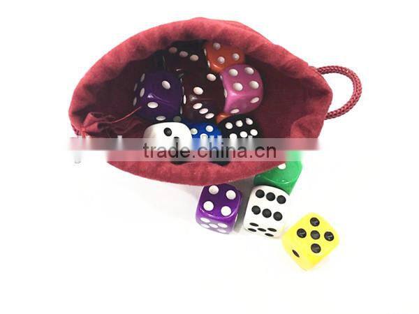 hot sale custom red velvet dice bag with colored casino dice