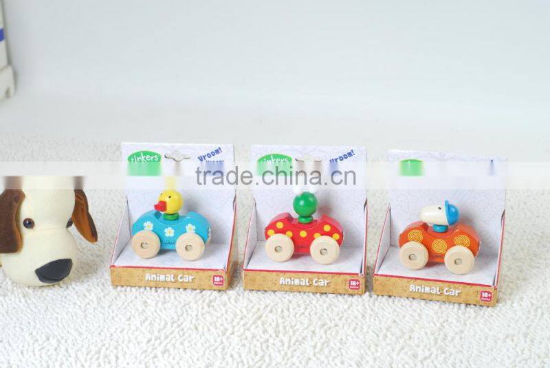 Mini wooden animal car toys for kids