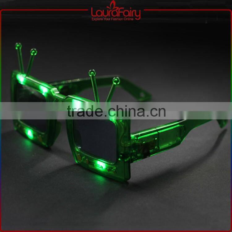 Laura Fairy Wenzhou Cute Kid'S Crazy Party Funny Green TV Shaped LED Sunglasses