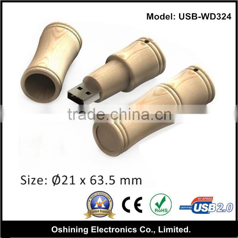 hot sale bulk cheap usb disc bamboo shaped wooden usb flash drive(USB-WD324)