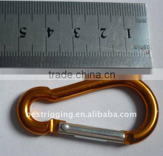 China Made Red Color Aluminum Flat Karabiner Snap Hook D type Spring Hook In Rigging Manufacturer