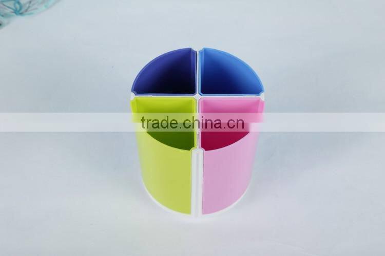 Customized Desktop assemble colored PS plastic pen holder