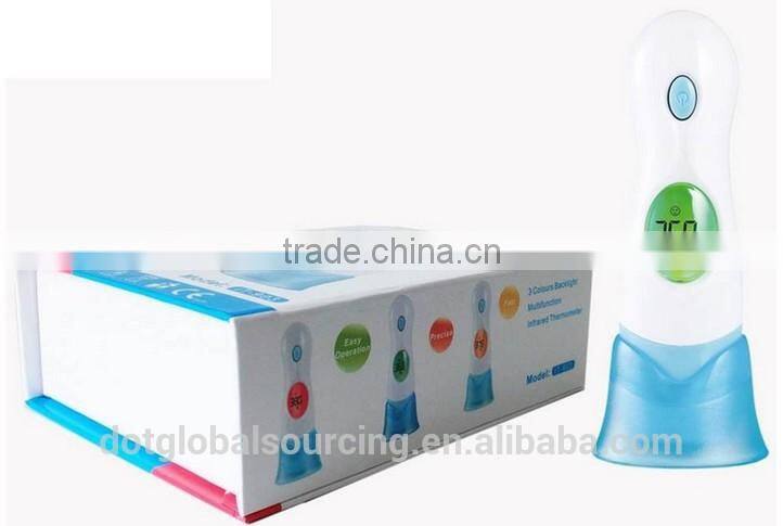 Portable 8 in 1 Infrared Baby Thermometer Adult Digital LCD Clock IR Infrared Thermometer