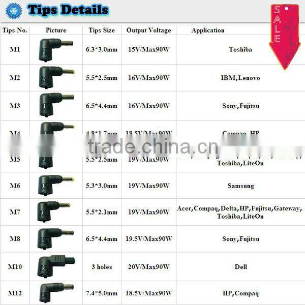 65w slim auto portable pc ac dc adapters variable 10 DC voltages output