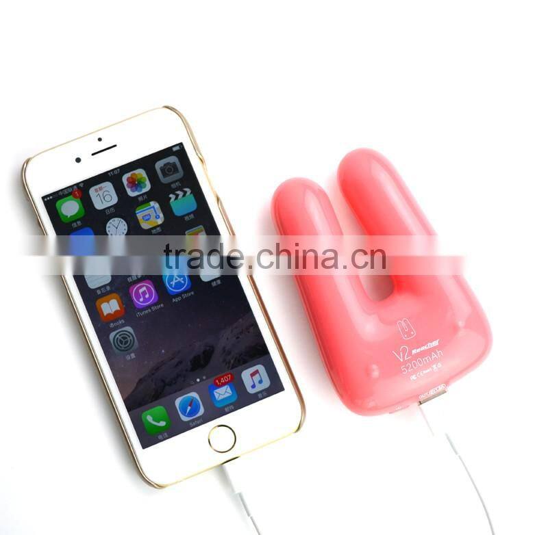 Cartoon rabbit style large capacity sloar power bank 5000mah