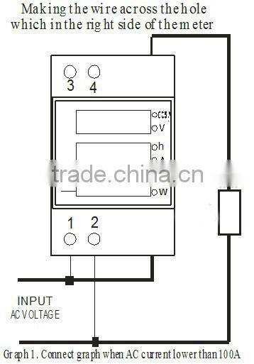 Din rail LED AC 80-300V 99.9A voltmeter ammeter display active power and power factor time Energy meter voltage current