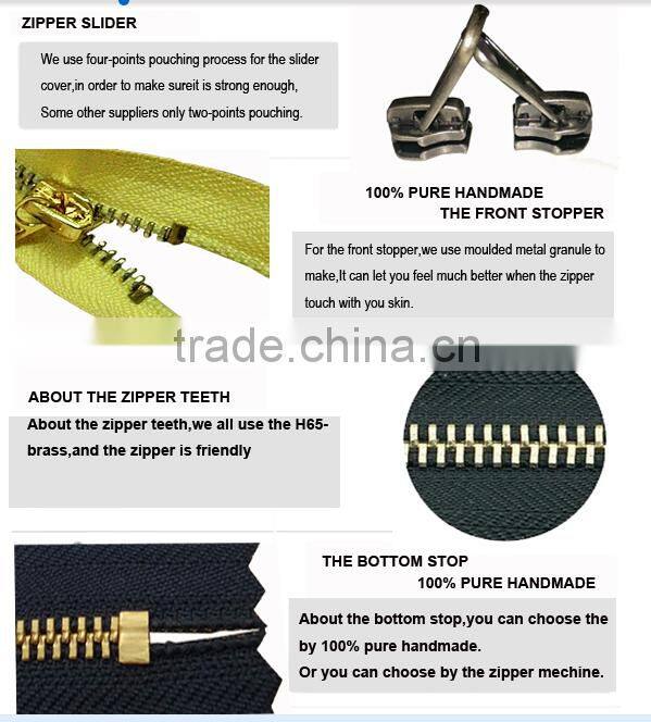 2015 XLY No.5 light golden auto lock close end metal zipper