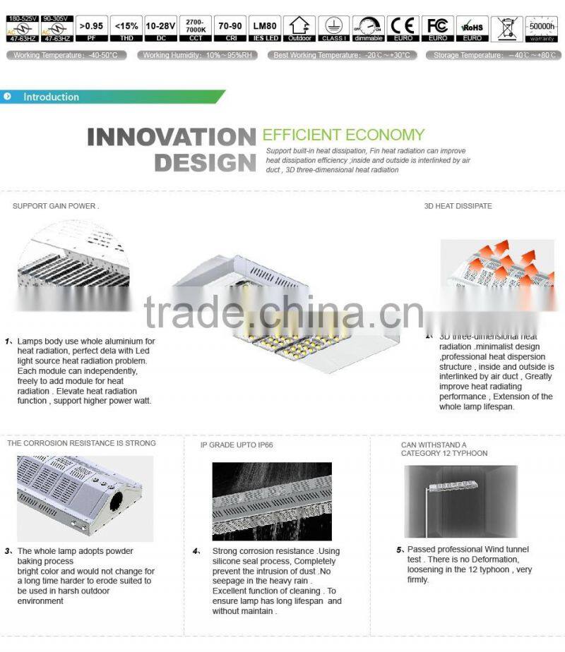 100-140lm/W, Lens Kit for Different Beam Angle, Meanwell Driver, CE Rohs Approved, 150W Street Lighting LED