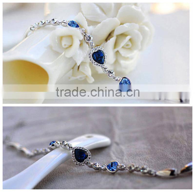 Cheap price heart shaped bracelet pink rhinestone healthy bracelet