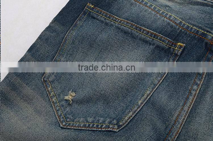 Manufacture China brand name jeans men gender vintage ripped distressed denim trousers skinny pants jeans