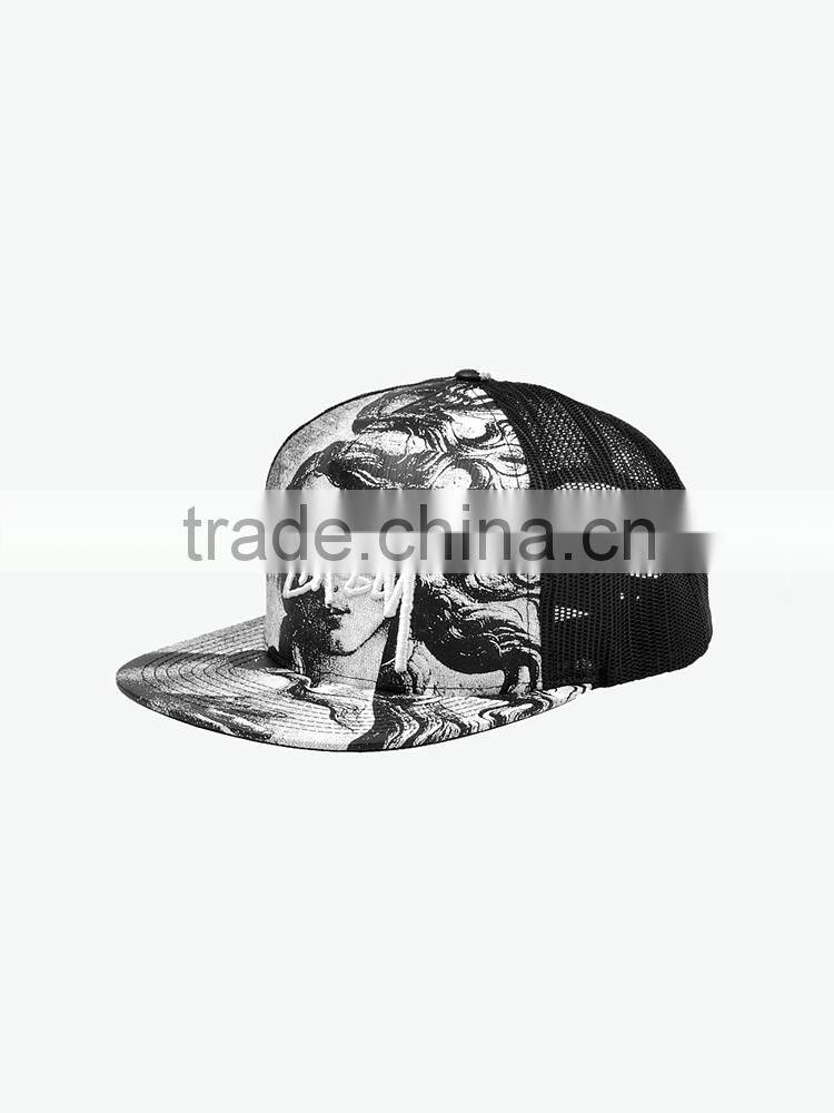for summer cool 5 panel with woman printing in the front custom made hats