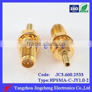 RPSMA female body with male pin for RG178 cable bulkhead