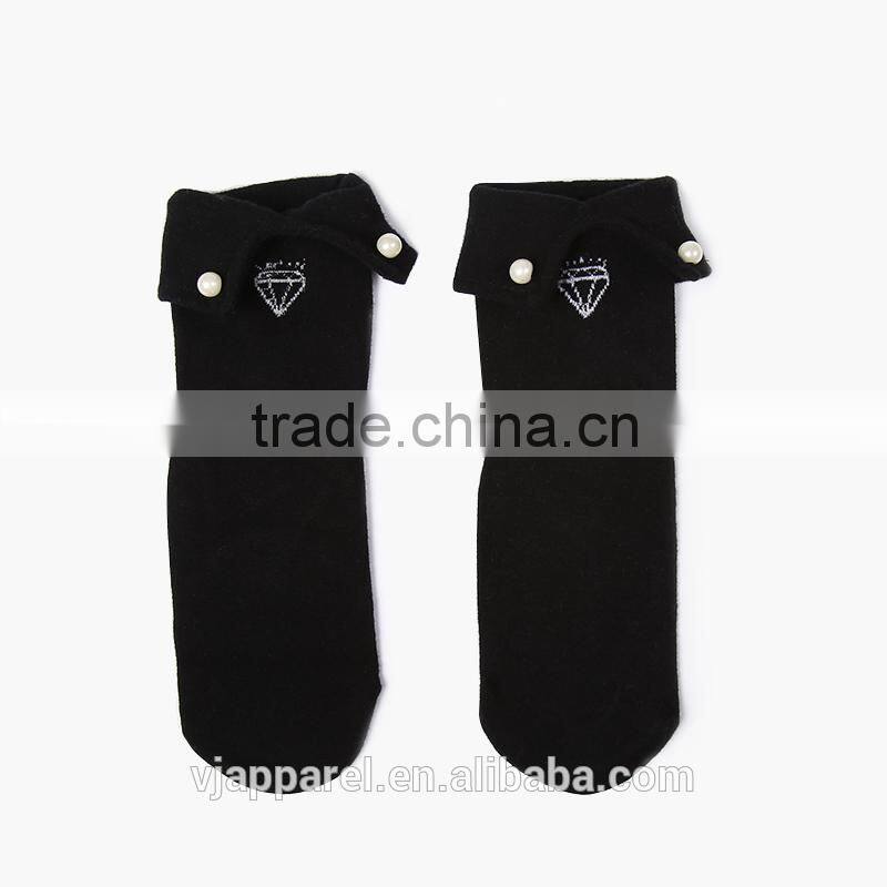 Plain Solid Japanese Student socks with a button