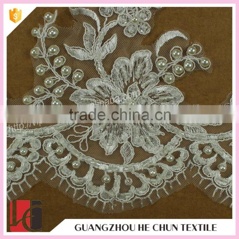 HC-1769-1 Hechun Export Quality Pearl Beaded Chemical Lace Trim