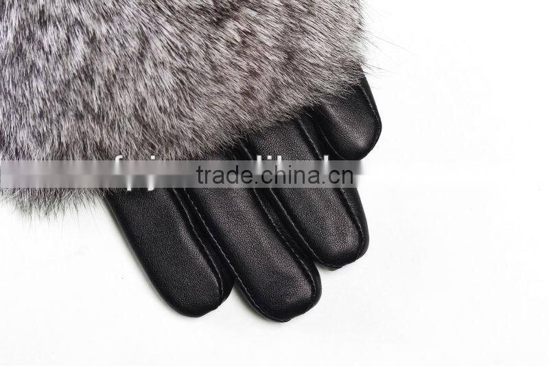 Unique Design Fashion Lady Real Fur Leather Glove