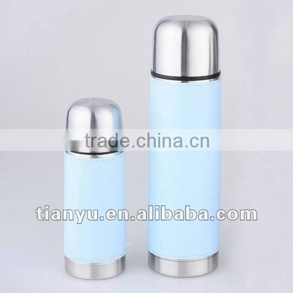 350ml-1000ml double wall vacuum metal flask with PU sleeve wrapped