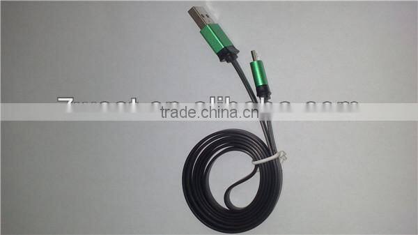 noodle flat metallic shell usb data charger cable for Samsug Sony HTC
