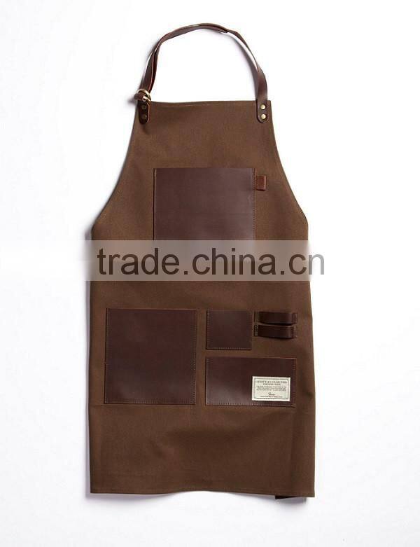 Custom high quality leather work apron canvas for men