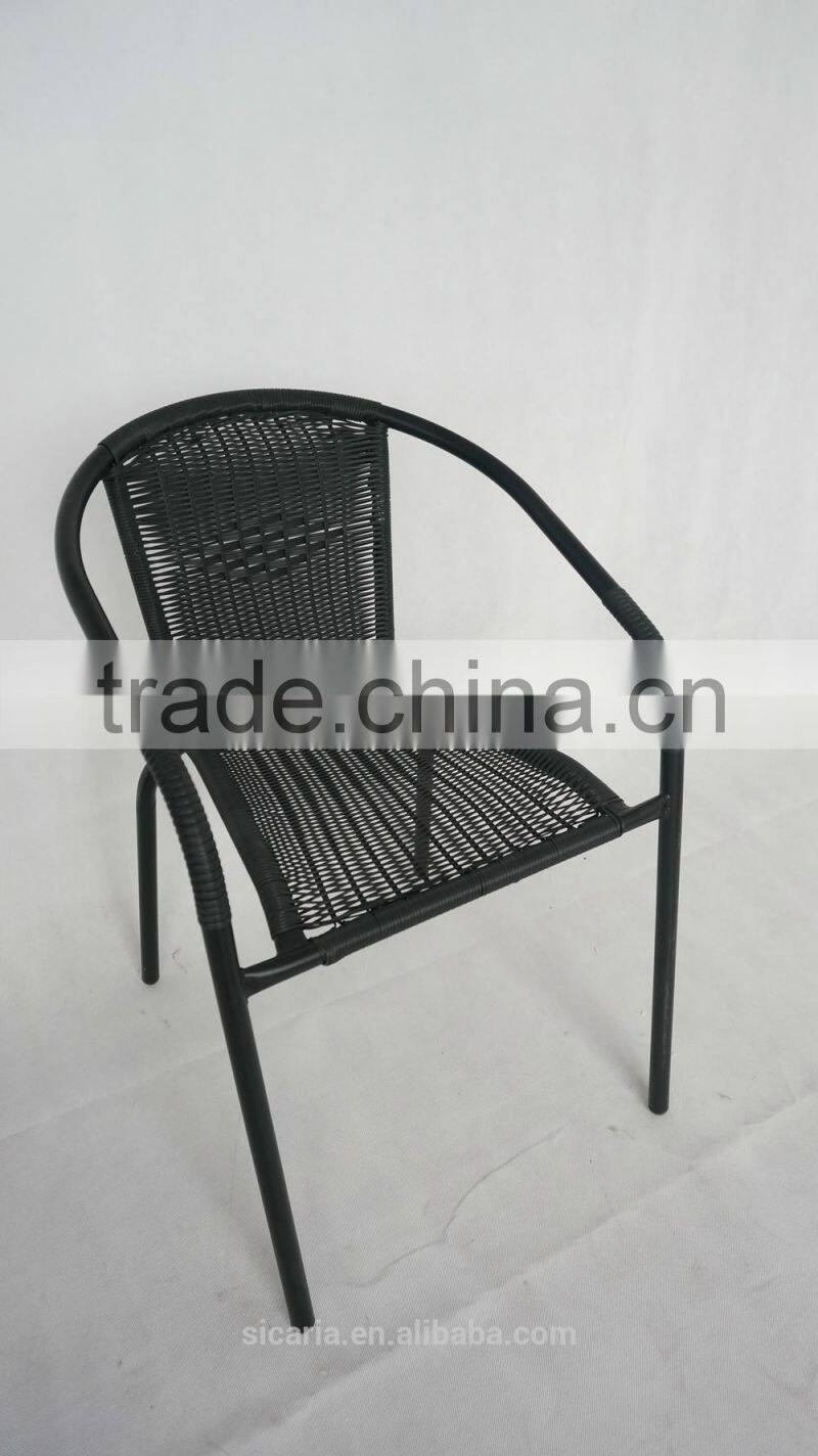 hot furniture glass table and wicker chair with steel frame set
